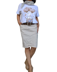 Jupe beige froissée taille élastique avec cordon