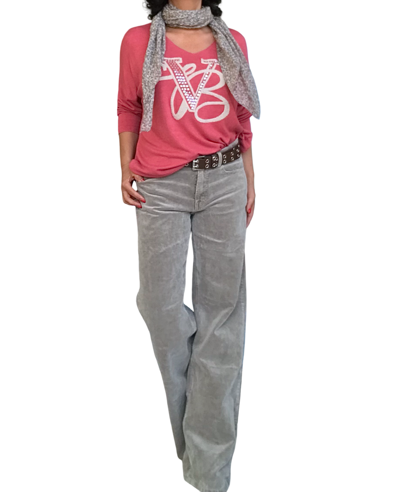 Pantalon en velours côtelé beige, jambe droite,  31 pouces de longueur