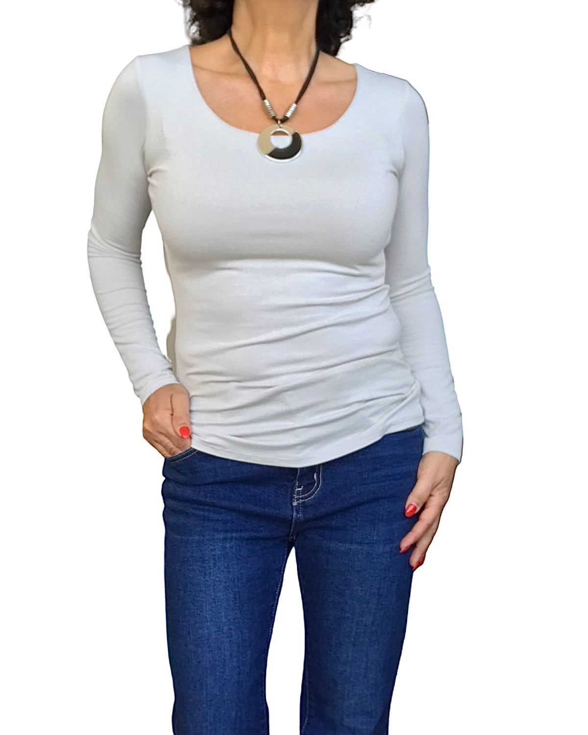 Bijoux | Collier avec un pendentif en cercle argent et noir