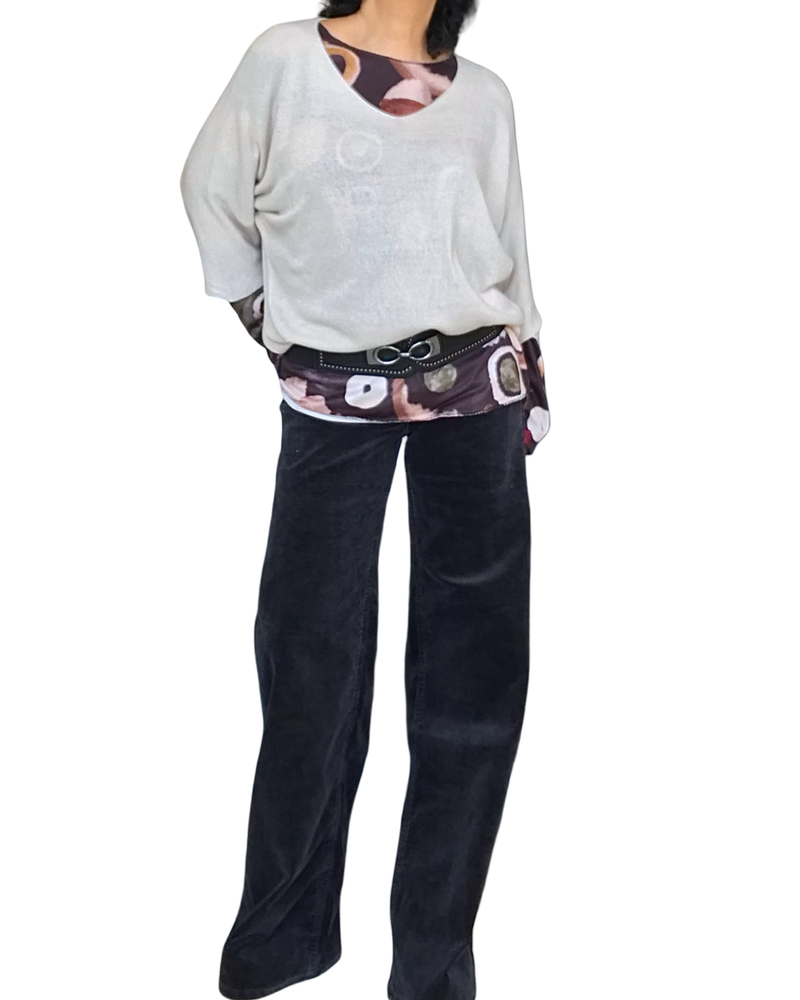 Pantalon en velours côtelé noir, jambe droite,  31 pouces de longueur