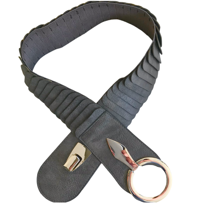 Ceinture en cuir vegan grise élastique à bande large