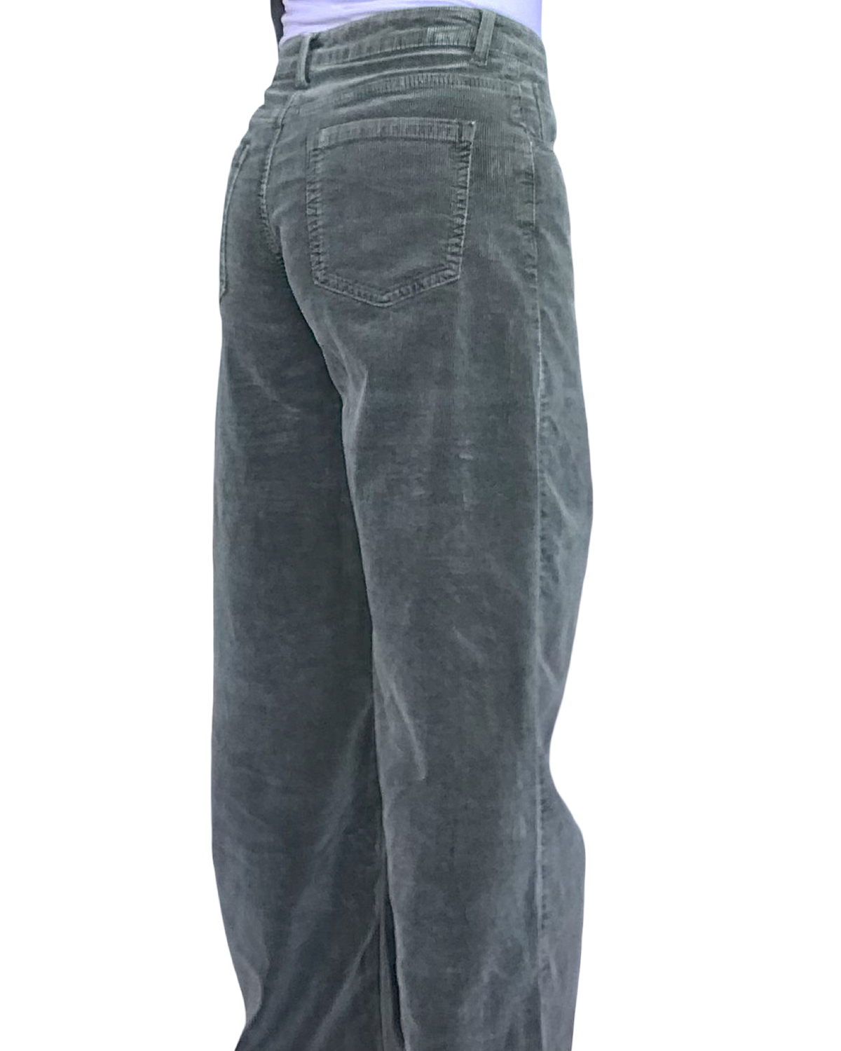 Pantalon en velours côtelé kaki, jambe droite,  31 pouces de longueur