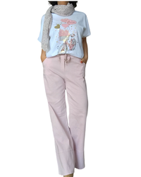 T-shirt blanc avec bicyclette et ballons rose pâle en forme de cœurs