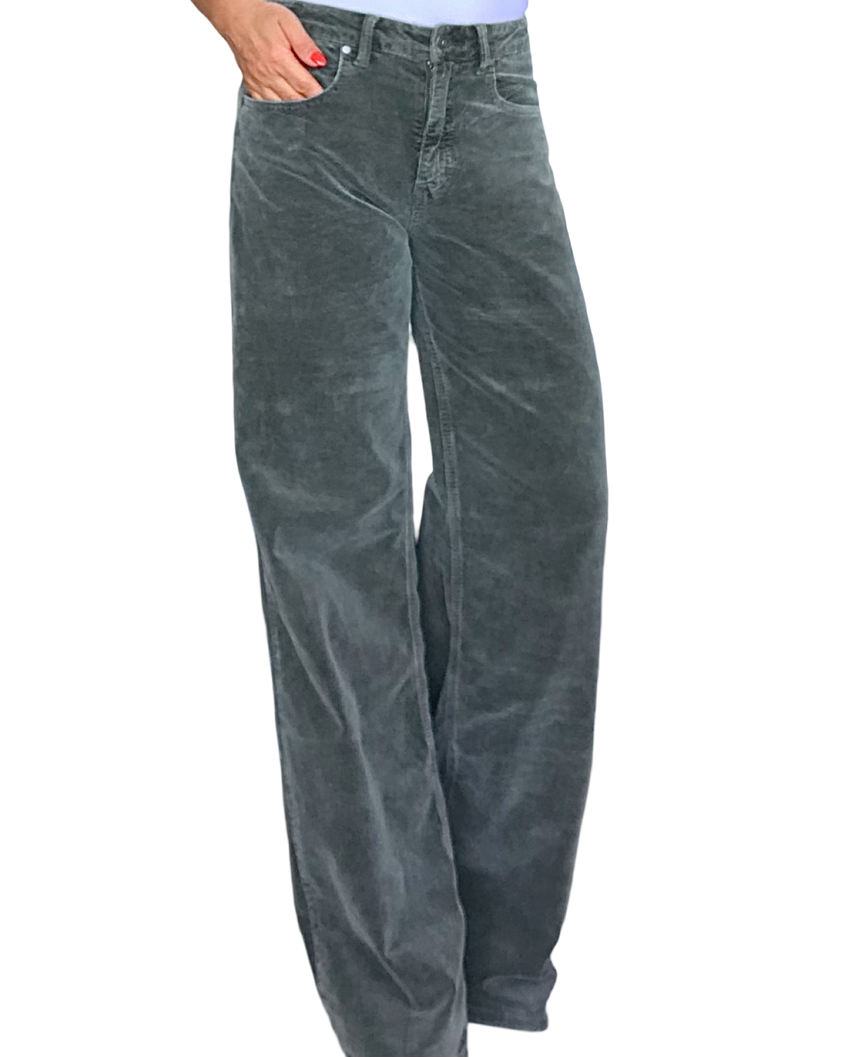 Pantalon en velours côtelé kaki, jambe droite,  31 pouces de longueur