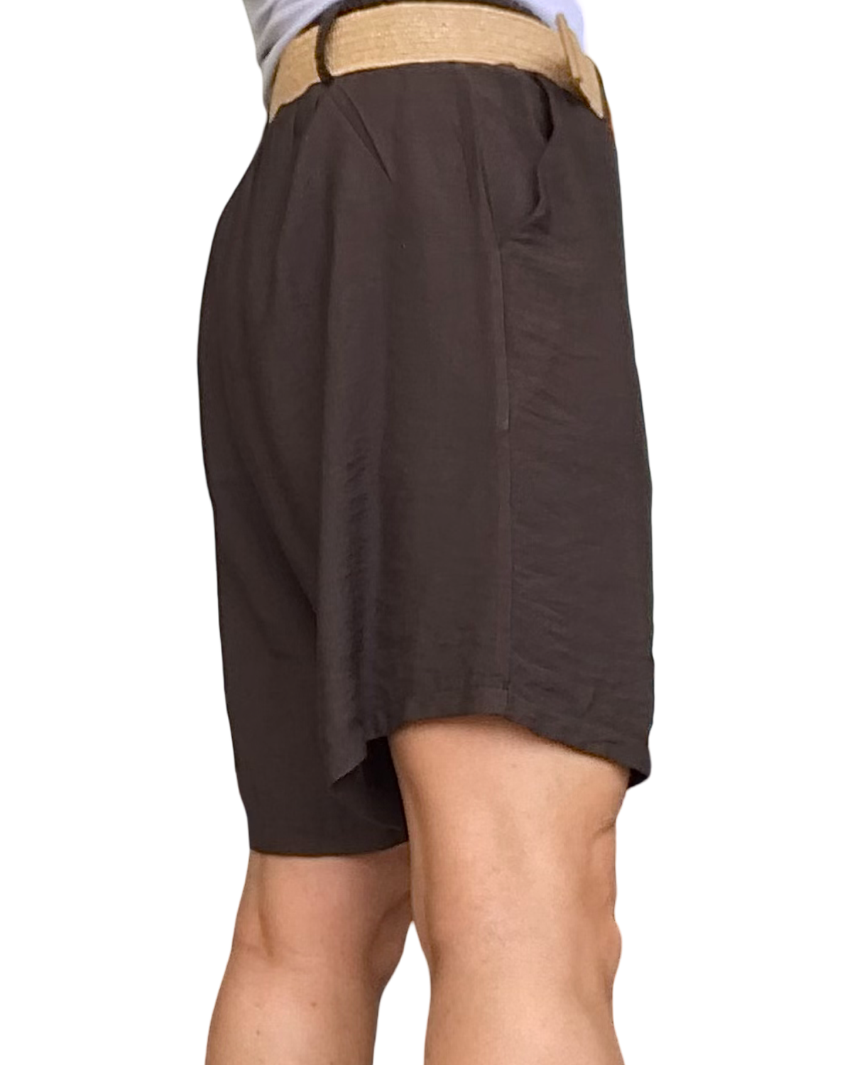 Short brun chocolat taille élastique