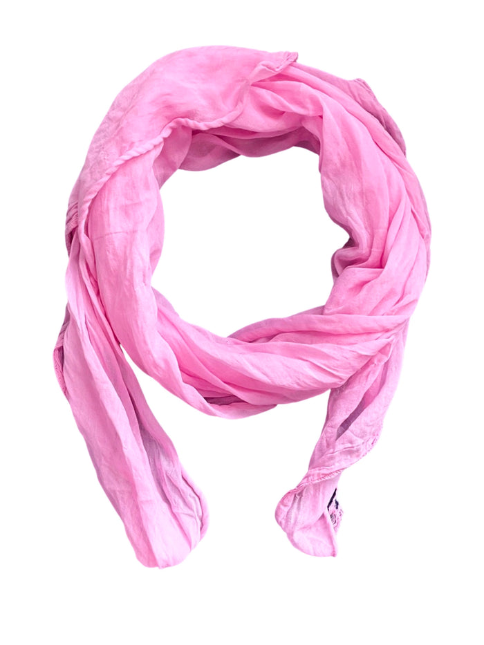 Foulard rose pâle 20% soie et 80% coton