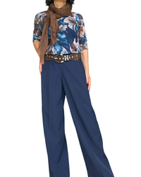 Pantalon marine classique, taille élastique 32 pouces de jambes