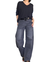 Jeans gris jambe droite avec poches appliquées devant – photo 2