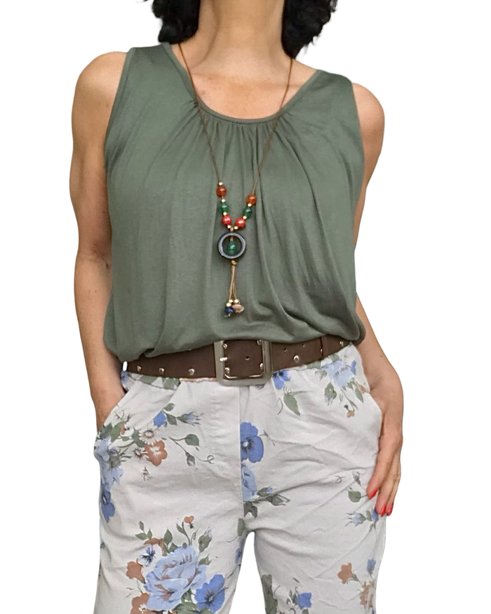Camisole kaki élastique au bas(Livraison 22 juin )