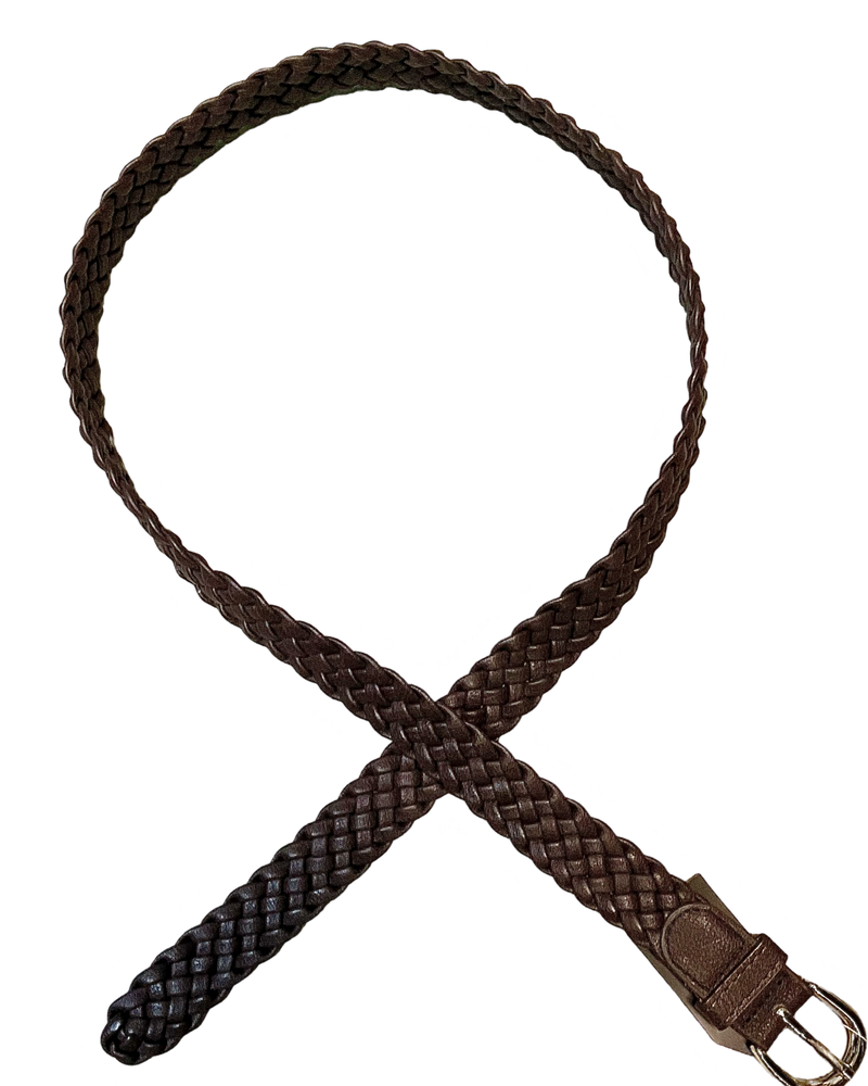 Ceinture tressée en cuir végan tressée brune 1 pouce de largeur