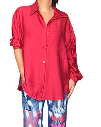 Chemise rouge unie à manche longue