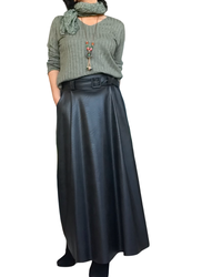 Chandail uni kaki en rib col en V manche longue