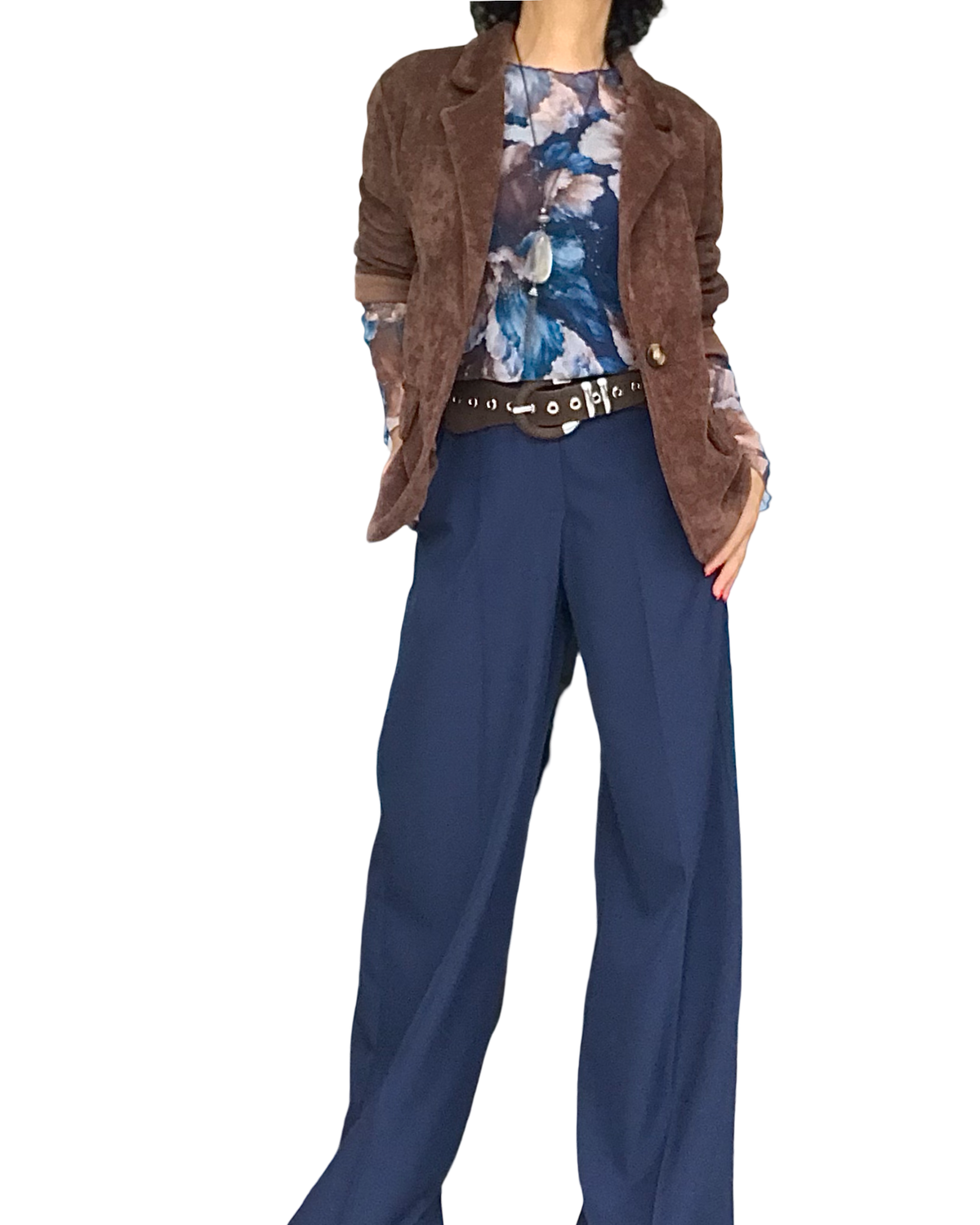 Pantalon marine classique, taille élastique 32 pouces de jambes