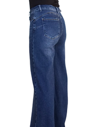 Jeans large bleu moyen frangé au bas 31 pouces de jambe