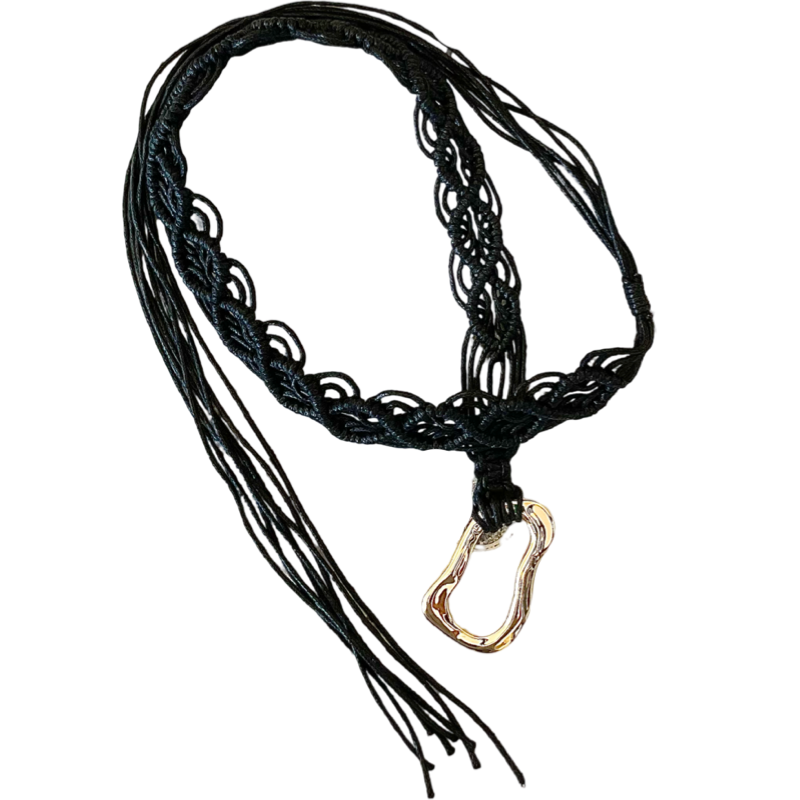 Ceinture noire tressée en ultra suède boucle doré