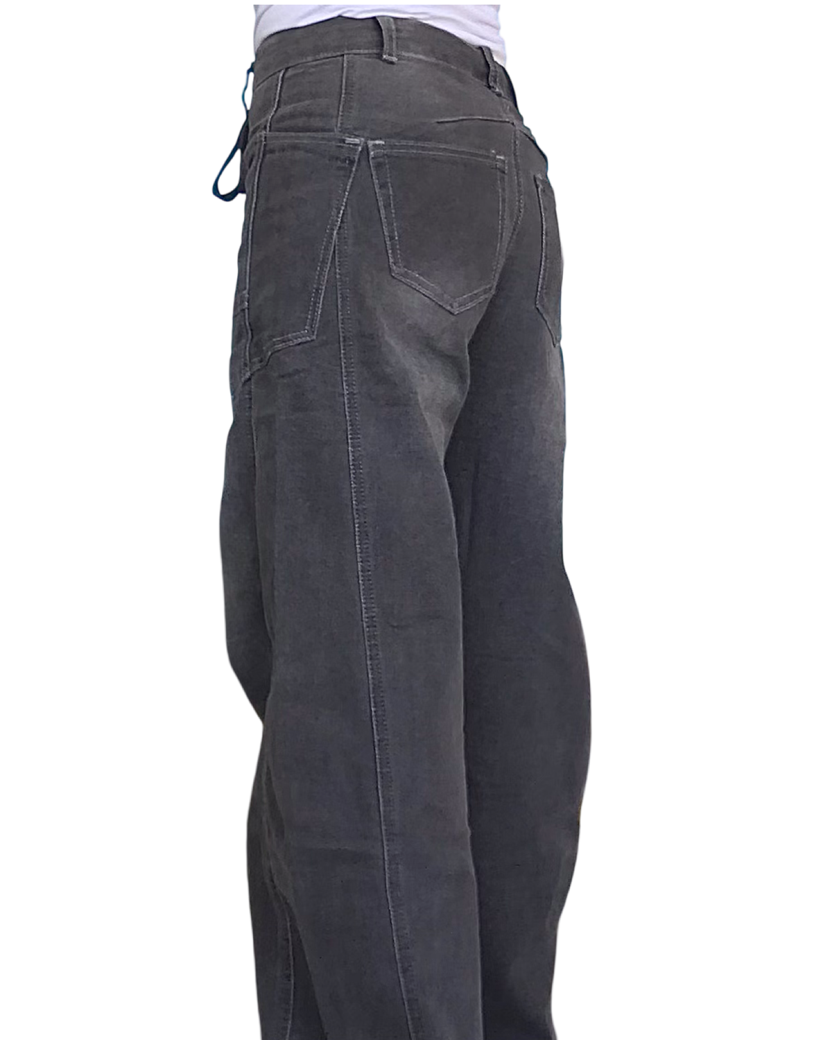 Jeans gris jambe droite avec poches appliquées devant – photo 4