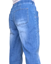 Jeans Funky bleu moyen délavé, cordon à la taille