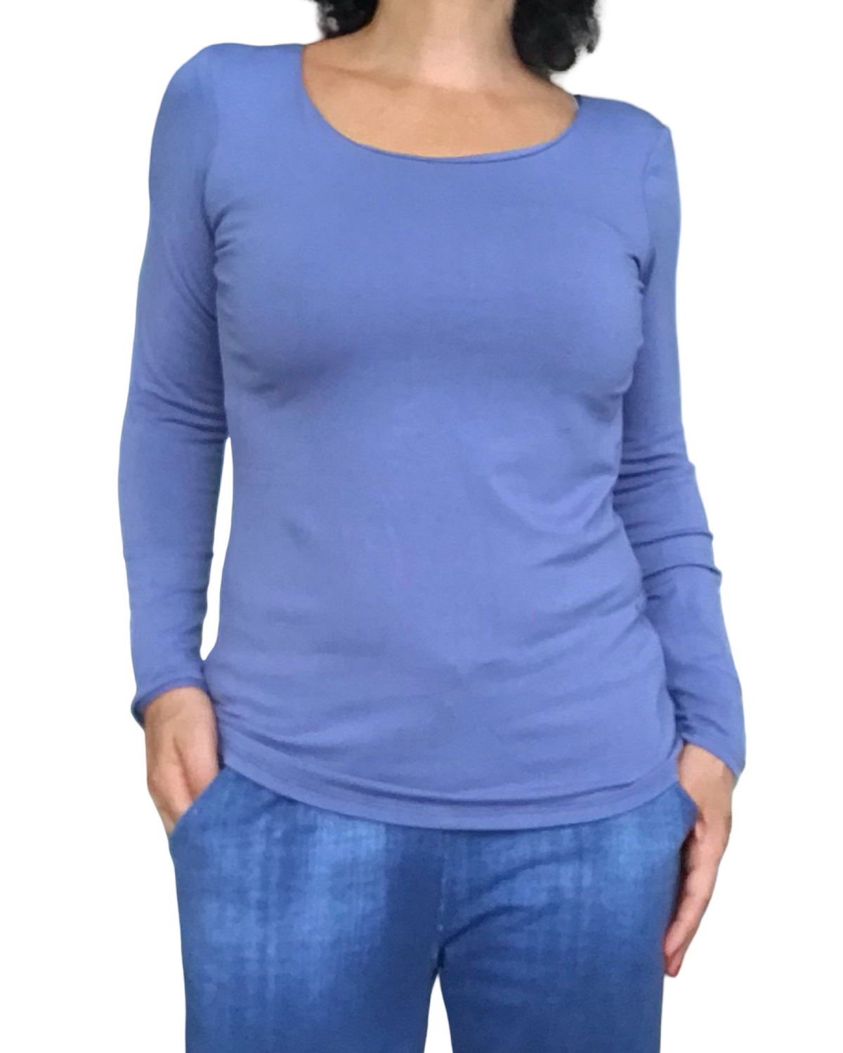 T-shirt uni Small/Médium manche longue col en U