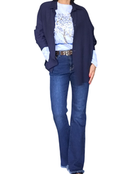 Chemise bleu marin unie à manche longue