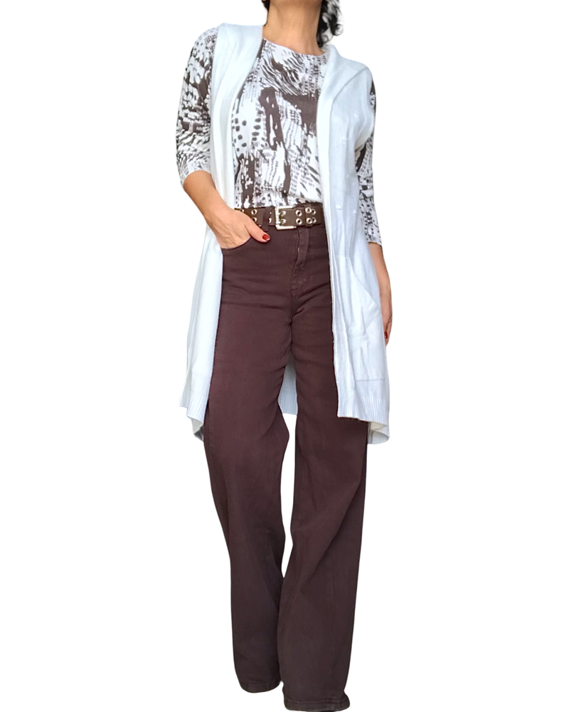 Pantalon palazzo brun 32 pouces de jambe