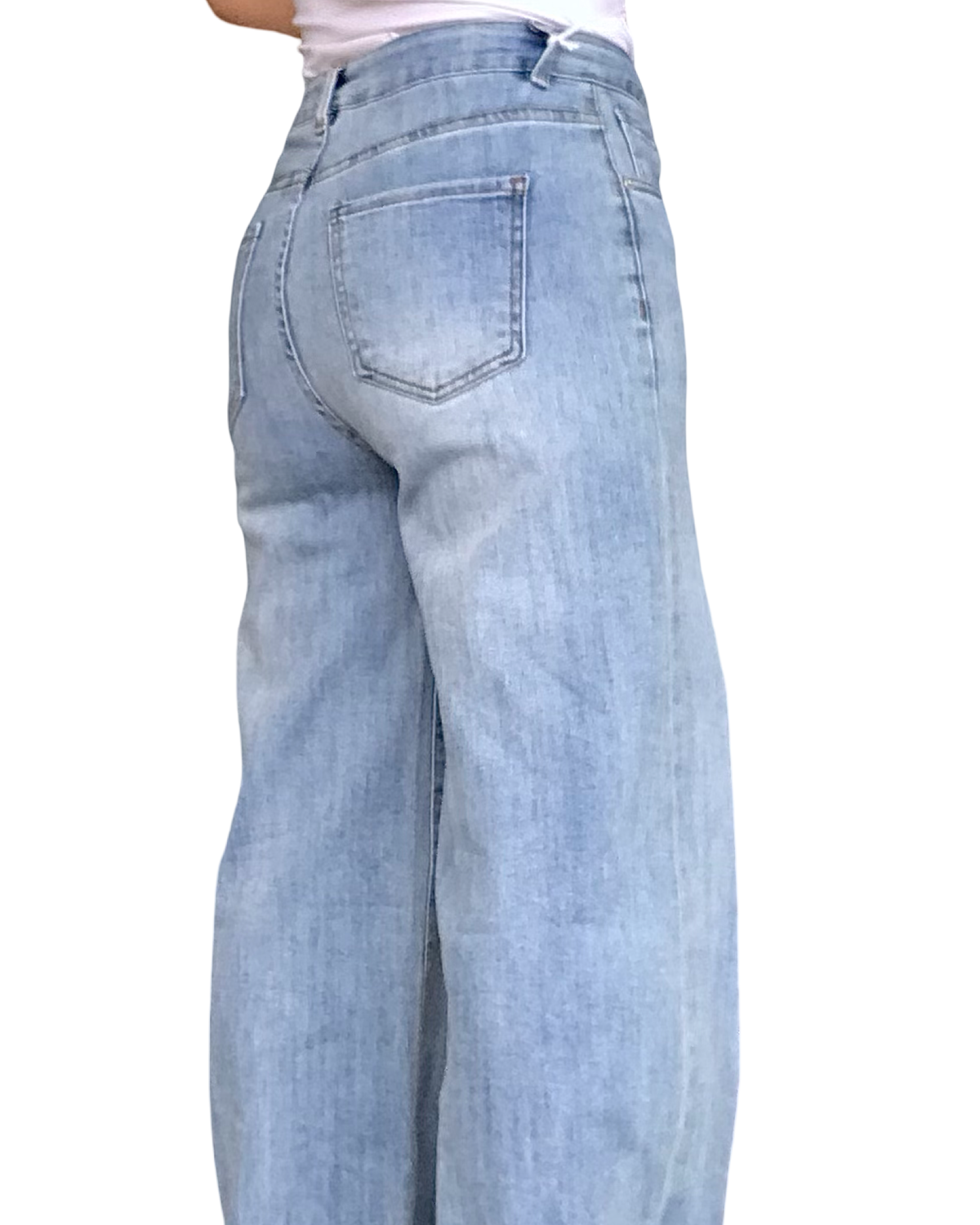 Jeans large bleu pâle frangé au bas 32 pouces de jambe