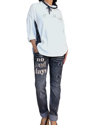 Chandail col cheminé en velours crème