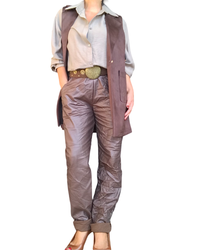 Veste brune sans manche en ultra suède