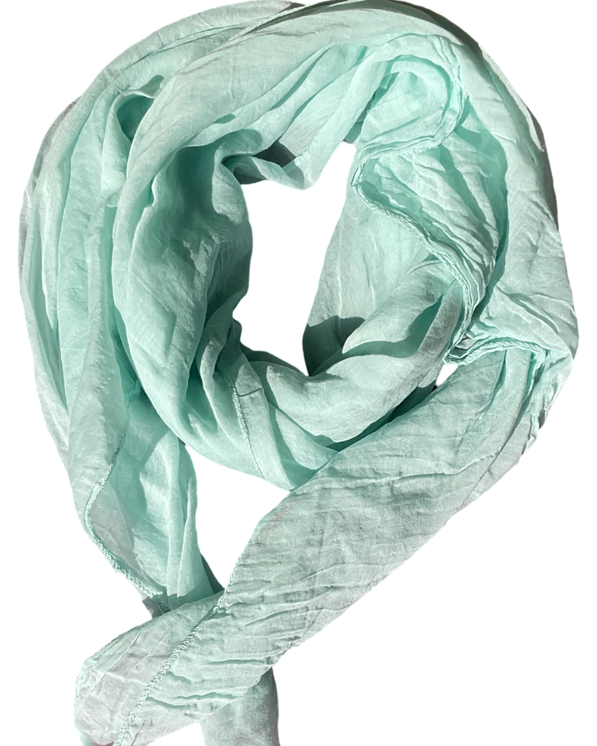 Foulard vert aqua 20% soie et 80% coton