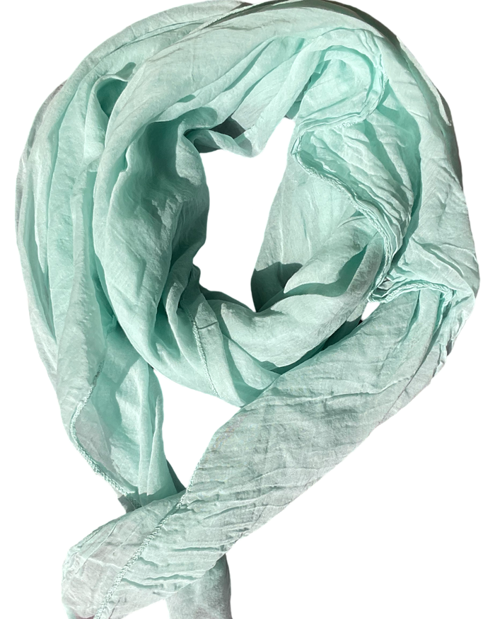 Foulard vert aqua 20% soie et 80% coton