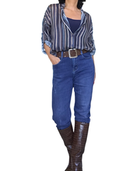 Jeans bleu moyen boyfriend avec égratignures