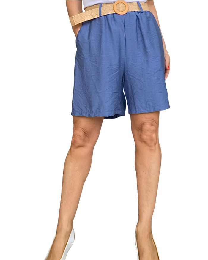 Short bleu indigo taille élastique