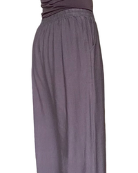 Pantalon palazzo brun chocolat taille élastique 30 pouces de jambe