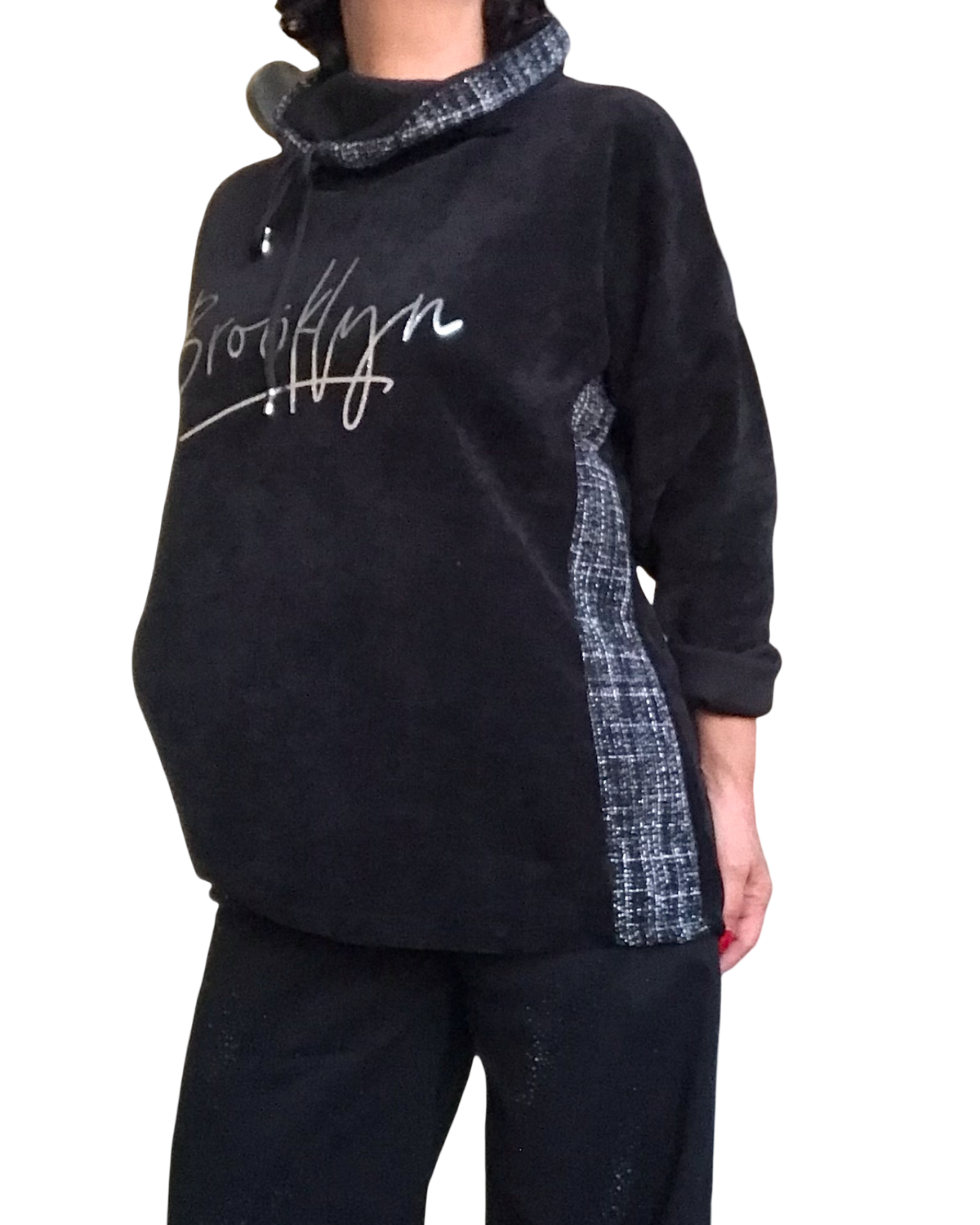 Chandail col cheminé en velours noir