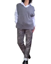 Débardeur en tricot col en V, gris