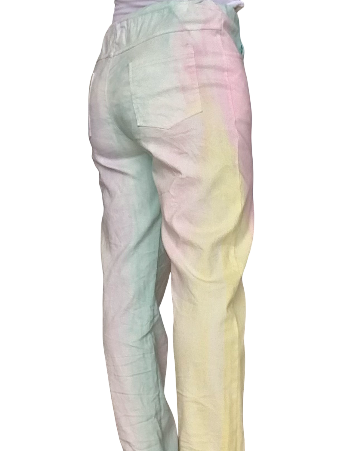 Pantalon arc-en-ciel à taille élastique avec cordon rose, jaune, Aqua et bleu ciel