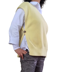 Débardeur en tricot col en V jaune pâle