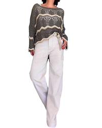 Pantalon en velours côtelé beige clair jambe droite