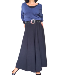 Chandail uni marine, col en V manche 3/4