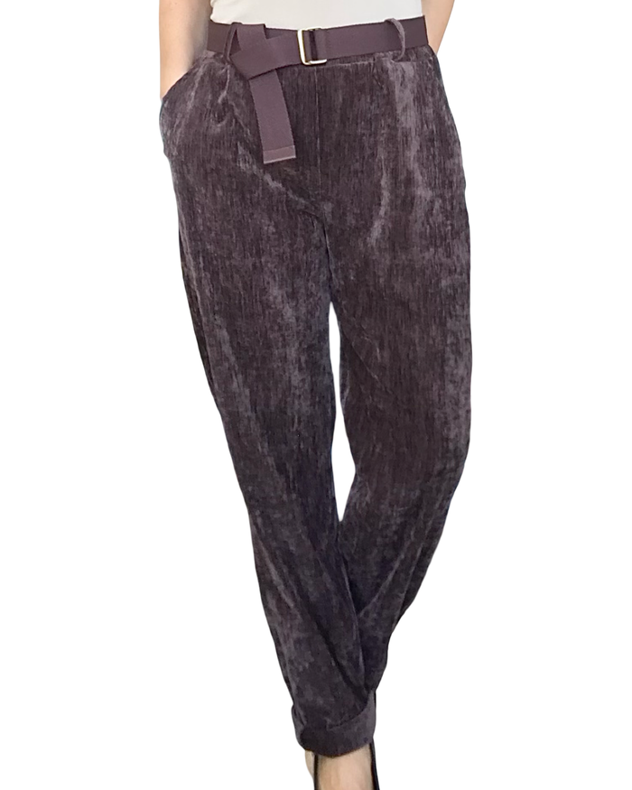 Pantalon brun  en velours taille élastique