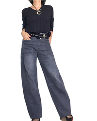 Jeans gris jambe droite avec poches appliquées devant – photo 3