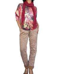 Pantalon camel en ultra suède à taille élastique avec cordon noir