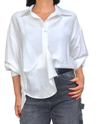 Chemise blanc cassé unie à manche longue
