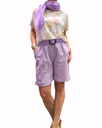 T-shirt fleuri lilas col rond – Confort & style | Virage Mode