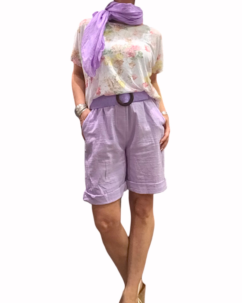 T-shirt fleuri lilas col rond – Confort & style | Virage Mode