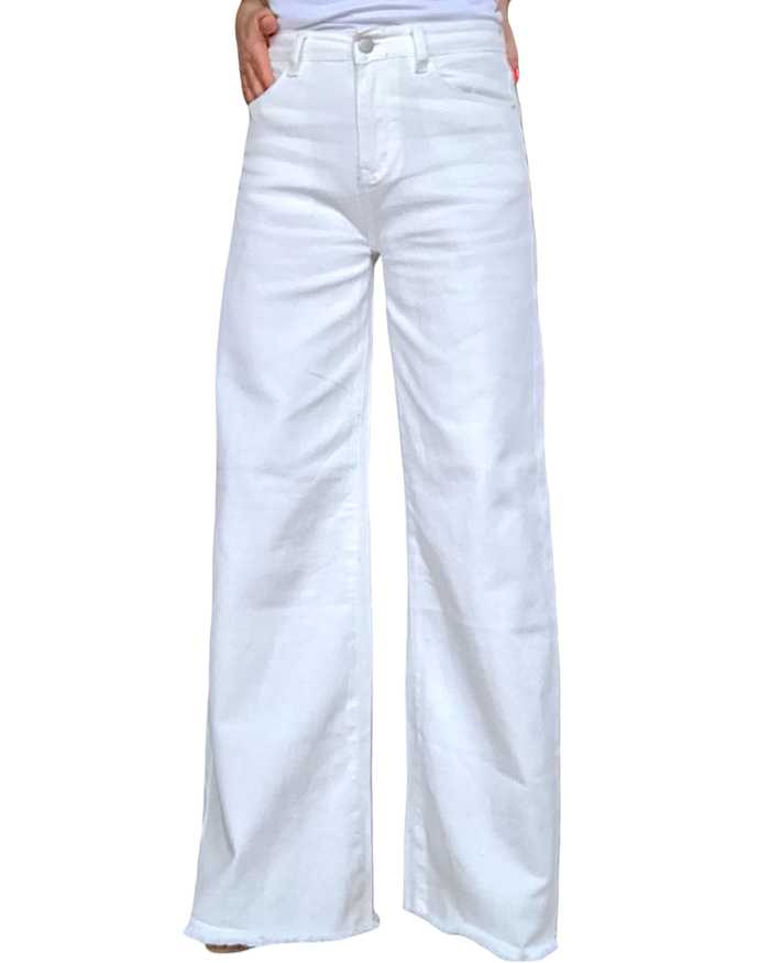 Jeans large blanc cassé frangé au bas 32 pouces de jambe