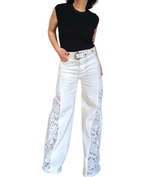 T-shirt uni noir col rond garni de pierres sur chaque épaule