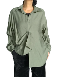 Chemise vert olive unie à manche longue