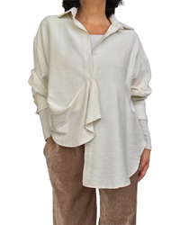 Chemise beige unie à manche longue