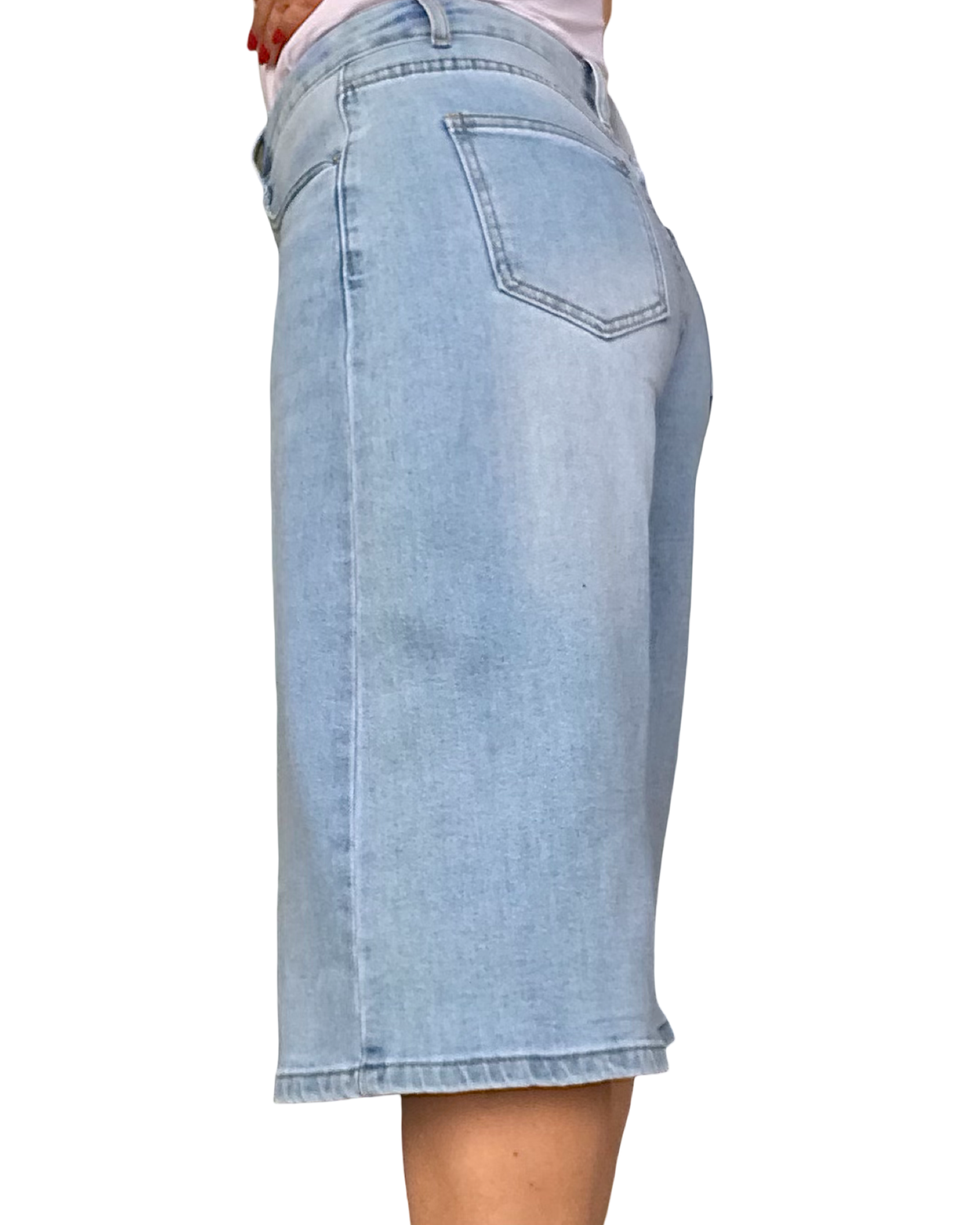Jupe culotte en jeans bleu clair au genou