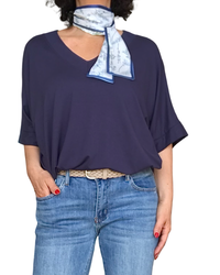 T-shirt uni marine manche courte col en V